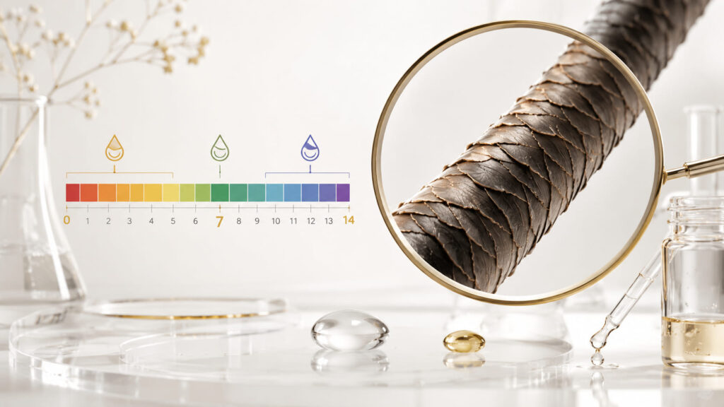 escala de pH aplicada a cosmética capilar, fibra de cabello